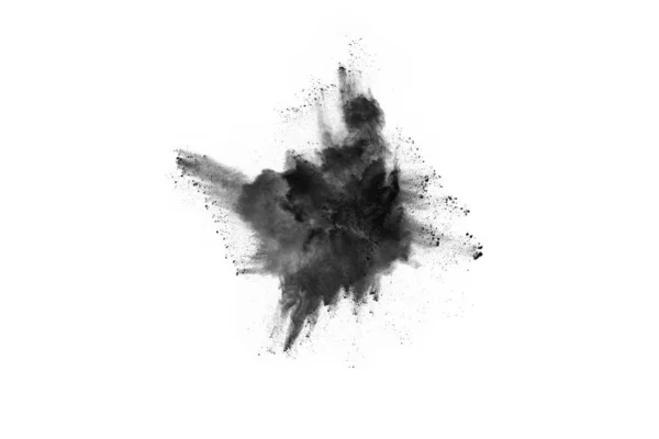 Particles Charcoal White Background Abstract Powder Splatted White Background Freeze — Stock Photo, Image