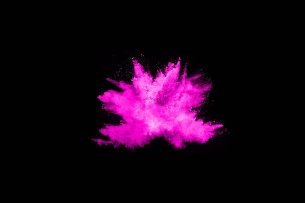 Взрыв Розового Порошка Черном Фоне Цветное Облако Разноцветная Пыль Взрывается — стоковое фото