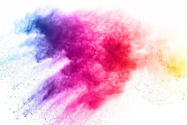 Abstract Powder Splatted Background Colorful Powder Explosion White Background Colored — Stock Photo, Image