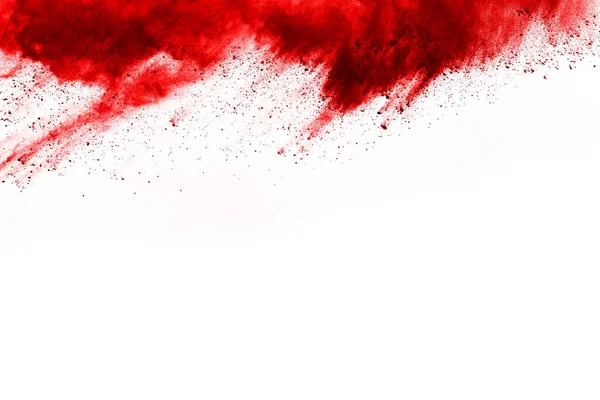 งการเคล อนไหวของผงส แดงระเบ ดแยกก นบนพ นหล ขาว การออกแบบนามธรรมของเมฆฝ แดง ประหย — ภาพถ่ายสต็อก