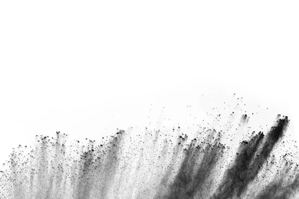 Particles Charcoal White Background Abstract Powder Splatted White Background Freeze — Stock Photo, Image