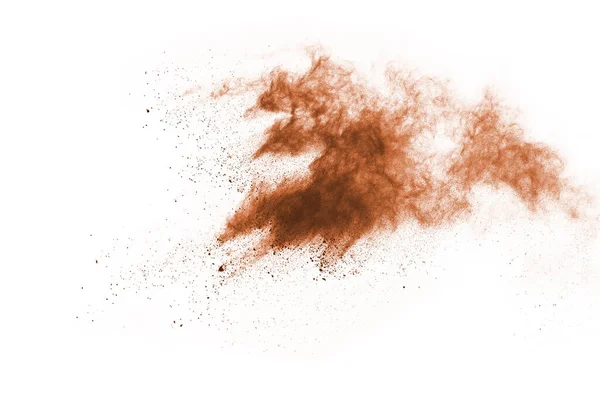 Brown Color Powder Explosion White Background Colored Cloud Colorful Dust — Stock Photo, Image