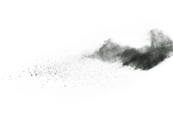 Particules Charbon Bois Sur Fond Blanc Poudre Abstraite Éclaboussée Sur — Photo