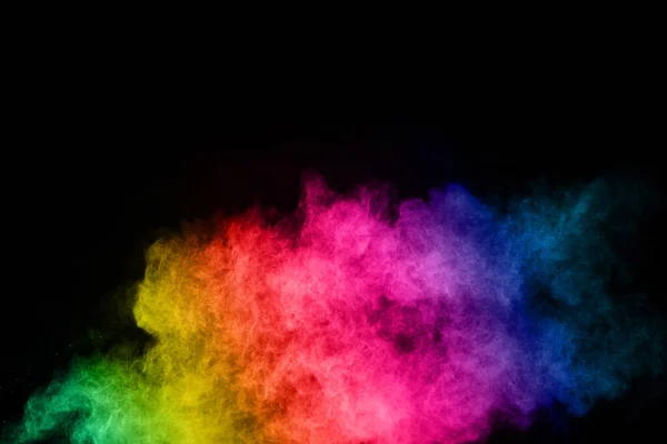 Abstract Colored Dust Explosion Black Background Abstract Powder Splatted Background — Stock Photo, Image