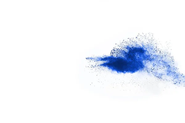 Niebieski Kolor Wybuch Proszku Białym Tle Kolorowa Chmura Kolorowy Pył — Zdjęcie stockowe