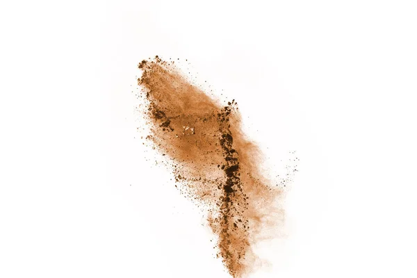 Brown Color Powder Explosion White Background Colored Cloud Colorful Dust — Stock Photo, Image