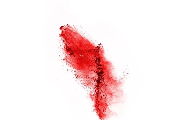 Bevriezen Beweging Van Rood Poeder Exploderen Geïsoleerd Witte Achtergrond Abstract — Stockfoto