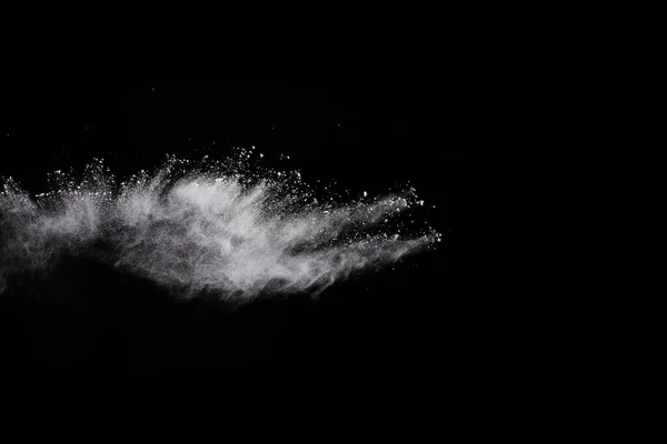 黑色背景的白色粉末爆炸 五颜六色的灰尘爆炸了 油漆Holi — 图库照片