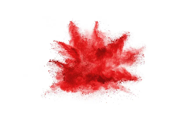 Bevriezen Beweging Van Rood Poeder Exploderen Geïsoleerd Witte Achtergrond Abstract — Stockfoto