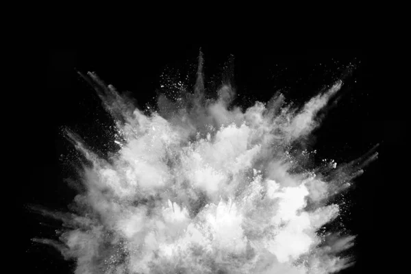 Explosion Poudre Blanche Sur Fond Noir Nuage Coloré Poussière Colorée — Photo