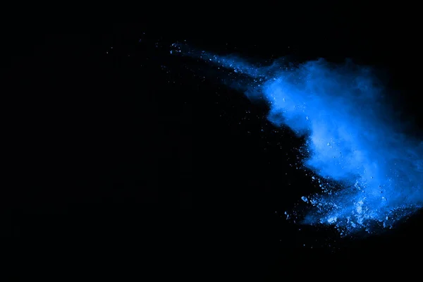 Blue Powder Explosion Black Background Colored Cloud Colorful Dust Explode — Stock Photo, Image