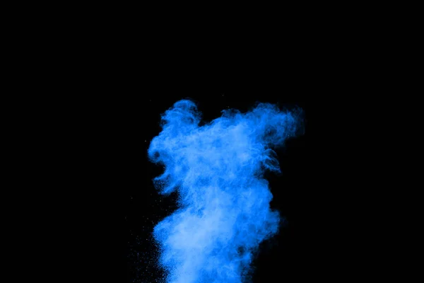 Kék Por Robbanás Fekete Háttérrel Színes Felhő Színes Por Robban — Stock Fotó
