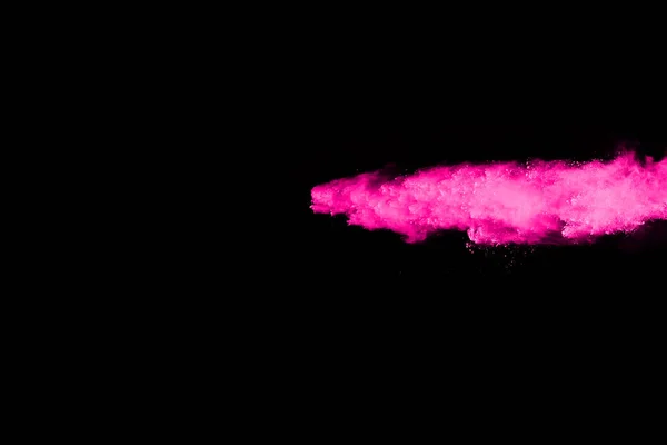 Esplosione Polvere Rosa Sfondo Nero Nuvola Colorata Polvere Colorata Esplodere — Foto Stock