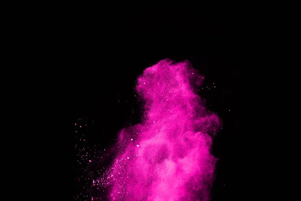 Esplosione Polvere Rosa Sfondo Nero Nuvola Colorata Polvere Colorata Esplodere — Foto Stock