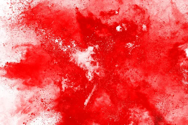 Zamrozić Ruch Czerwonego Proszku Eksplodującego Odizolowanego Białym Tle Abstrakcyjny Projekt — Zdjęcie stockowe