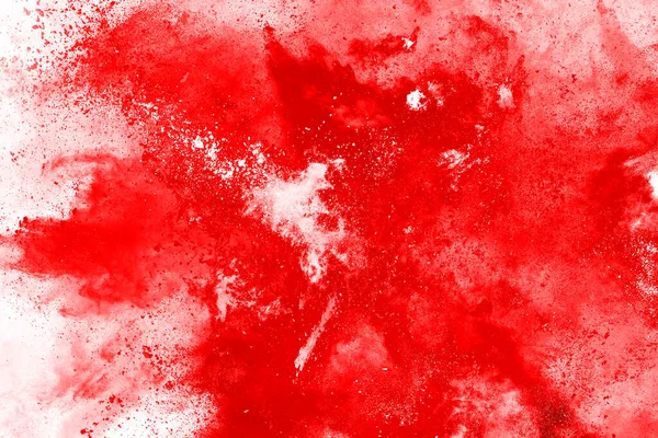 Freeze Motion Red Powder Exploding Isolated White Background Abstract Design — Stock Photo, Image