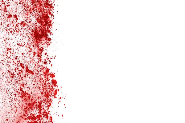 Freeze Motion Red Powder Exploding Isolated White Background Abstract Design — Stock Photo, Image