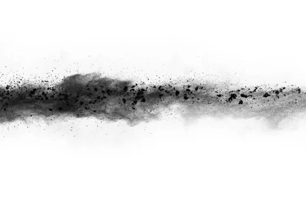 Particles Charcoal White Background Abstract Powder Splatted White Background Freeze — Stock Photo, Image