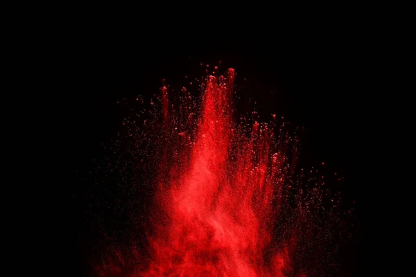 Взрыв Красного Порошка Черном Фоне Замораживание Движения Взрывающегося Красного Порошка — стоковое фото