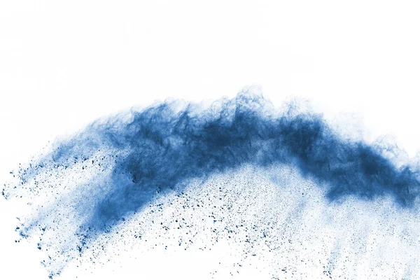 Синий Взрыв Пороха Белом Фоне Цветное Облако Разноцветная Пыль Взрывается — стоковое фото