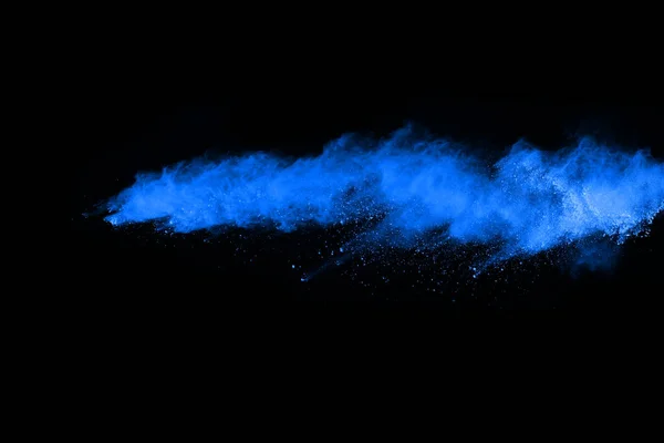 Blue Powder Explosion Black Background Colored Cloud Colorful Dust Explode — Stock Photo, Image