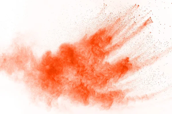 Αφηρημένη Πορτοκαλί Σκόνη Πιτσιλισμένο Φόντο Πάγωμα Κίνηση Της Σκόνης Χρώματος — Φωτογραφία Αρχείου