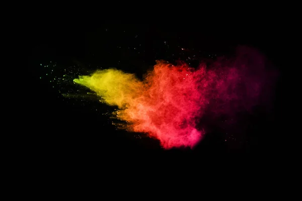 Abstrakte Farbige Staubexplosion Auf Schwarzem Hintergrund Abstraktes Pulver Gespritzt Hintergrund — Stockfoto