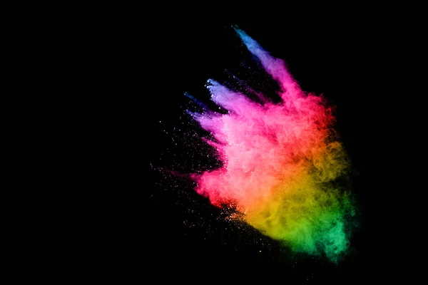 Abstract Colored Dust Explosion Black Background Abstract Powder Splatted Background — Stock Photo, Image