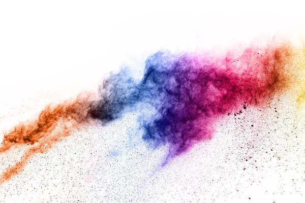 抽象的な粉末は背景をメッキ 白い背景にカラフルな粉末爆発 雲の色 カラフルな塵が爆発する ペイント — ストック写真