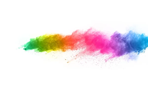 Abstract Powder Splatted Background Colorful Powder Explosion White Background Colored — Stock Photo, Image