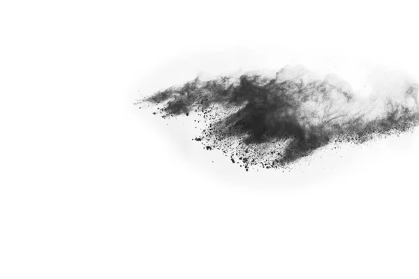Deeltjes Houtskool Witte Achtergrond Abstract Poeder Gespoten Witte Achtergrond Freeze — Stockfoto