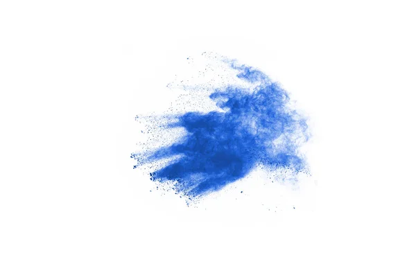 Modrý Prášek Exploze Bílém Pozadí Barevný Mrak Barevný Prach Exploduje — Stock fotografie