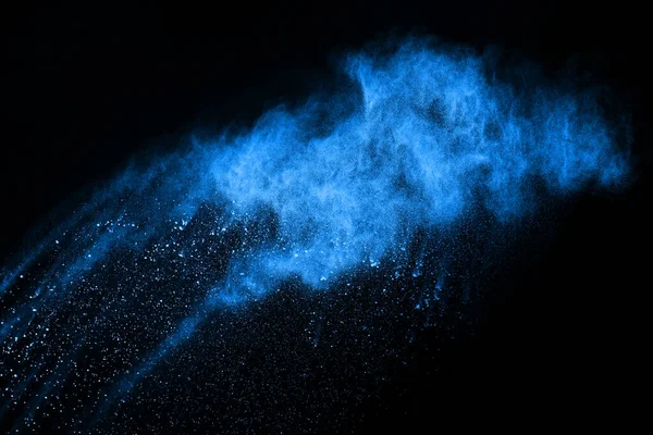 Blue Powder Explosion Black Background Colored Cloud Colorful Dust Explode — Stock Photo, Image