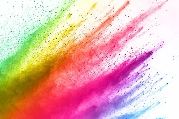 abstract powder splatted background. Colorful powder explosion on white background. Colored cloud. Colorful dust explode. Paint Holi.