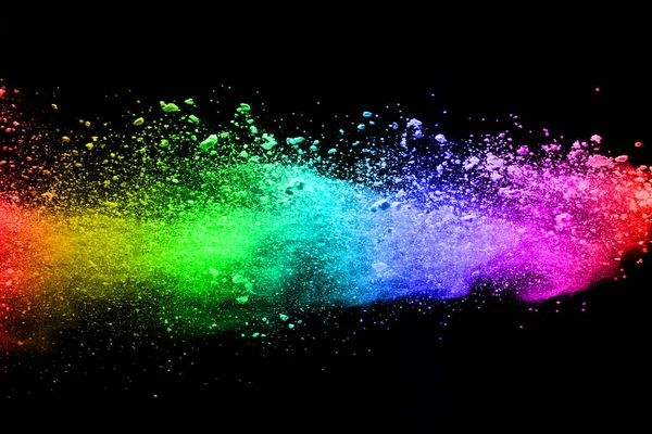 Abstract Colored Dust Explosion Black Background Abstract Powder Splatted Background — Stock Photo, Image