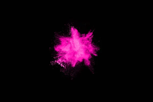 Różowy Wybuch Proszku Czarnym Tle Kolorowa Chmura Kolorowy Pył Eksploduje — Zdjęcie stockowe