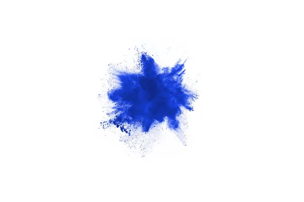 Modrý Prášek Exploze Bílém Pozadí Barevný Mrak Barevný Prach Exploduje — Stock fotografie