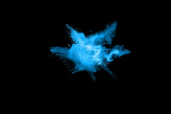 黒の背景に青い粉爆発 雲の色 カラフルな塵が爆発する ペイント — ストック写真