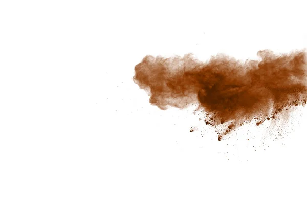 Explosión Polvo Color Marrón Sobre Fondo Blanco Nube Colores Polvo — Foto de Stock