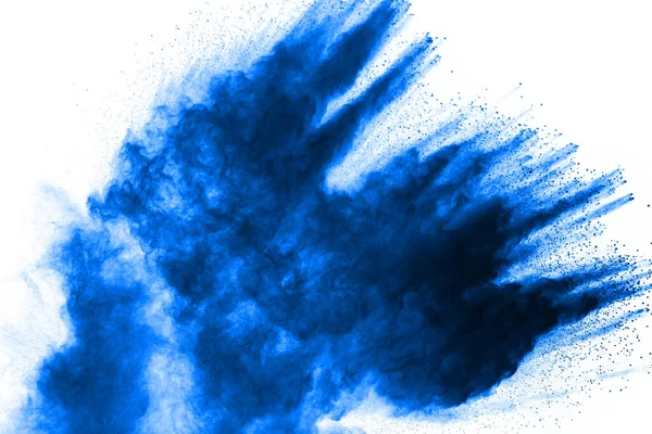 Blue Powder Explosion White Background Colored Cloud Colorful Dust Explode — Stock Photo, Image