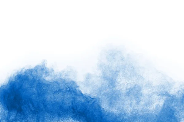 Синий Взрыв Пороха Белом Фоне Цветное Облако Разноцветная Пыль Взрывается — стоковое фото