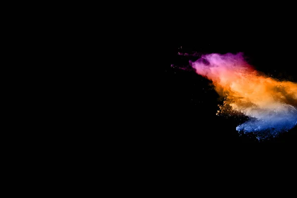 Αφηρημένη Χρωματιστή Έκρηξη Σκόνης Μαύρο Φόντο Αφηρημένη Σκόνη Πιτσιλισμένο Φόντο — Φωτογραφία Αρχείου