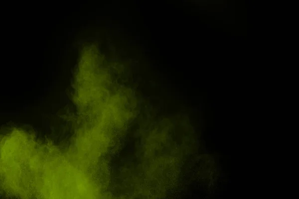 Κίνηση Της Αφηρημένης Έκρηξης Σκόνης Παγωμένο Πράσινο Μαύρο Φόντο Σταματήστε — Φωτογραφία Αρχείου