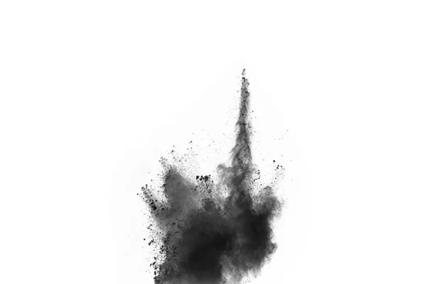 Particles Charcoal White Background Abstract Powder Splatted White Background Freeze — Stock Photo, Image