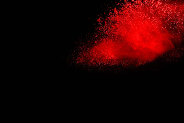 Abstract Rood Poeder Explosie Zwarte Achtergrond Abstract Rood Poeder Gespetterd — Stockfoto