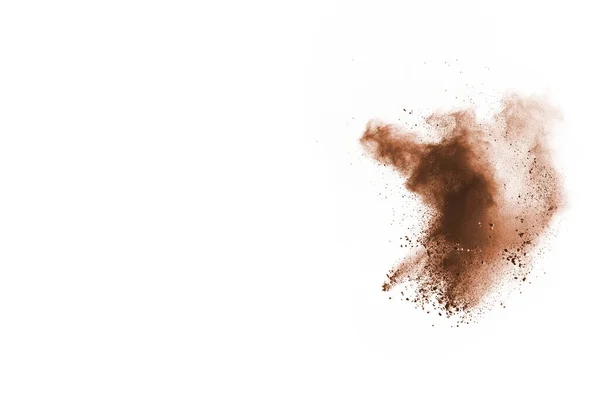 Brown Color Powder Explosion White Background Colored Cloud Colorful Dust — Stock Photo, Image