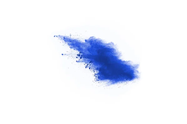 Explosion Poudre Bleue Sur Fond Blanc Nuage Coloré Poussière Colorée — Photo
