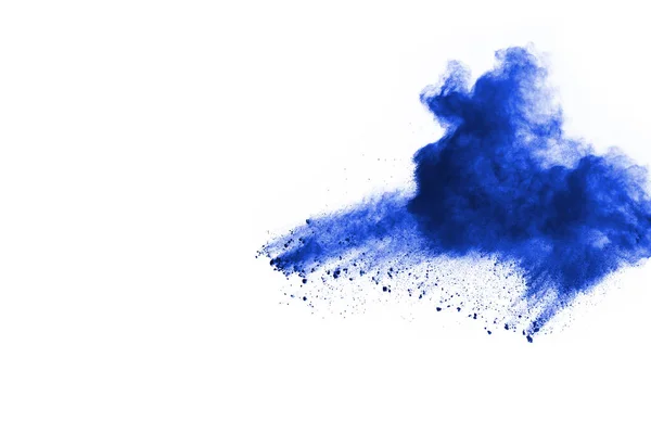 Explosion Poudre Bleue Sur Fond Blanc Nuage Coloré Poussière Colorée — Photo