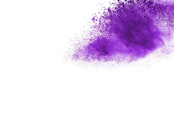 Explosión Polvo Primer Plano Una Explosión Partículas Polvo Púrpura Aislada — Foto de Stock