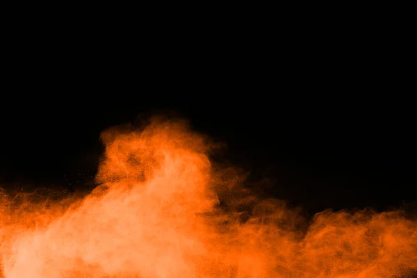Siyah Arka Planda Turuncu Barut Patlaması Renkli Bulut Renkli Toz — Stok fotoğraf